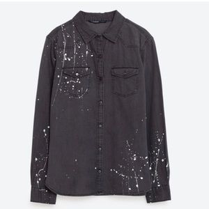 ZARA Denim Shirt Splash Paint